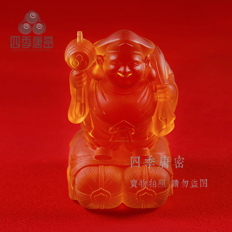 四季唐密 真言宗琉璃佛像 大黑天财神 琥珀色琉璃